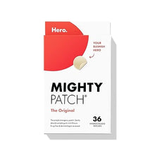 Load image into Gallery viewer, Mighty Patch Original from Hero Cosmetics - Hydrocolloid Acne Pimple Patch for Covering Zits and Blemishes, Spot Stickers for Face and Skin, Vegan-friendly and Not Tested on Animals (36 Count