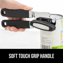 Load image into Gallery viewer, The Original Gorilla Grip Heavy Duty Stainless Steel Smooth Edge Manual Hand Held Can Opener With Soft Touch Handle, Rust Proof Oversized Handheld Easy Turn Knob, Best Large Lid Openers, Black