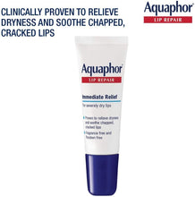 Load image into Gallery viewer, Aquaphor Lip Repair Ointment - Long-lasting Moisture to Soothe Dry Chapped Lips - .35 fl. oz. Tube