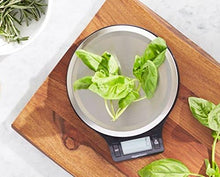 Load image into Gallery viewer, Amazon Basics Digital Kitchen Scale with LCD Display, Batteries Included, Weighs up to 11 pounds, Black and Stainless Steel