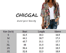 Load image into Gallery viewer, Women&#39;s Floral Print Puff Sleeve Kimono Cardigan Loose Cover Up Casual Blouse Tops