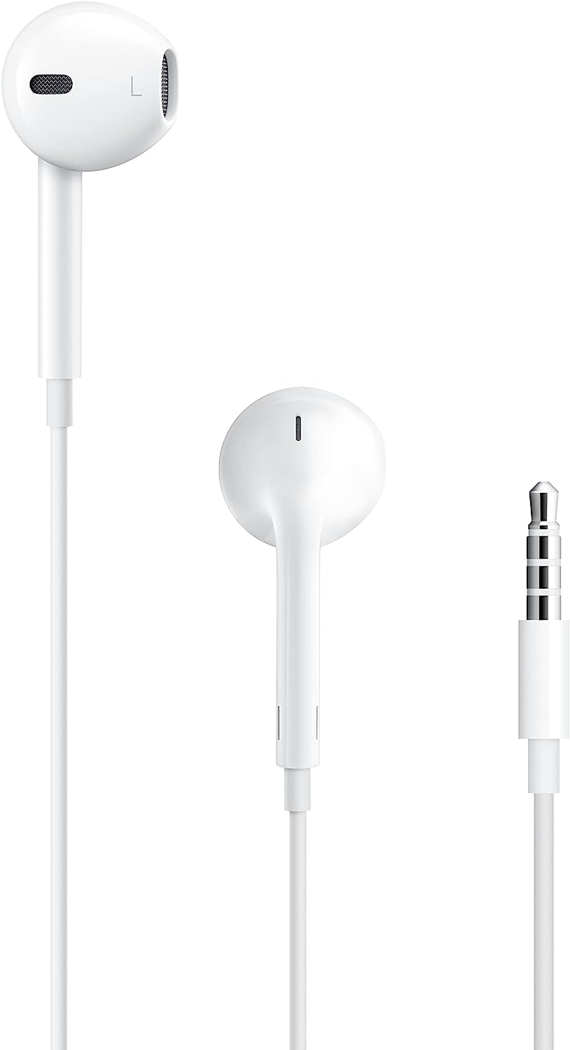 Apple EarPods Headphones with 3.5mm Plug. Microphone with Built-in Remote to Control Music, Phone Calls, and Volume. Wired Earbuds