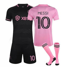 Load image into Gallery viewer, Miami Me_s_s_i Jersey For Kids Kids Soccer Jersey Youth for Boys Girls Soccer Shirts Jerseys No.10 Youth Football Jersey Kids Soccer Set Black Pink Blue white jersey for Kids (Pink- Miami)