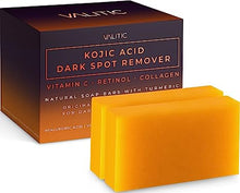 Load image into Gallery viewer, VALITIC Kojic Acid Dark Spot Remover Soap Bars with Vitamin C, Retinol, Collagen, Turmeric - Original Japanese Complex Infused with Hyaluronic Acid, Vitamin E, Shea Butter, Castile Olive Oil (2 Pack)