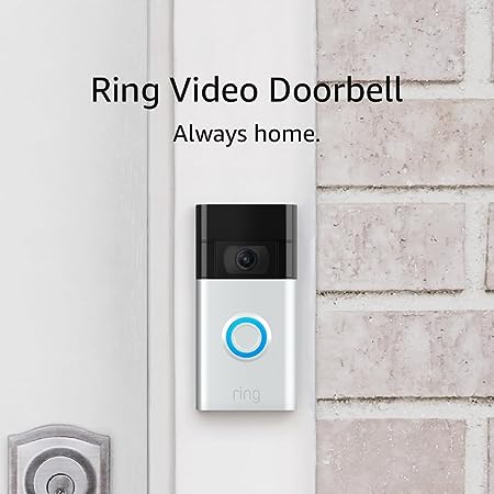 Ring Video Doorbell - 1080p HD video, real-time home monitoring, privacy controls, simple setup, Works with Alexa | Satin Nickel