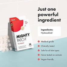 Load image into Gallery viewer, Mighty Patch Original from Hero Cosmetics - Hydrocolloid Acne Pimple Patch for Covering Zits and Blemishes, Spot Stickers for Face and Skin, Vegan-friendly and Not Tested on Animals (36 Count