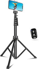 Load image into Gallery viewer, Sensyne 62&quot; Phone Tripod &amp; Selfie Stick, Extendable Cell Phone Tripod Stand with Wireless Remote and Phone Holder, Compatible with iPhone Android Phone, Camera (Black)