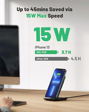 Load image into Gallery viewer, INIU Wireless Charger, 15W Fast Wireless Charging Station with Sleep-Friendly Adaptive Light Compatible with iPhone 15 14 13 12 Pro XR XS 8 Plus Samsung Galaxy S23 S22 S21 S20 Note 20 10 Google etc