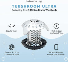 Load image into Gallery viewer, TubShroom Ultra Revolutionary Bath Tub Drain Protector Hair Catcher/Strainer/Snare Stainless Steel, 1-Pack, Silver