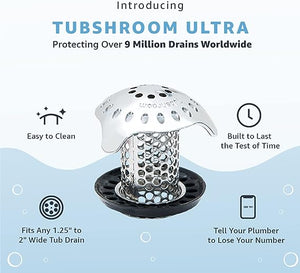 TubShroom Ultra Revolutionary Bath Tub Drain Protector Hair Catcher/Strainer/Snare Stainless Steel, 1-Pack, Silver