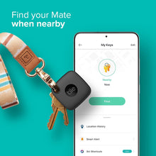 Load image into Gallery viewer, Tile Mate 1-Pack. Black. Bluetooth Tracker, Keys Finder and Item Locator for Keys, Bags and More; Up to 250 ft. Range. Water-Resistant. Phone Finder. iOS and Android Compatible.