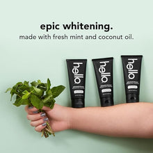 Load image into Gallery viewer, Hello Activated Charcoal Epic Teeth Whitening Fluoride Free Toothpaste, Fresh Mint and Coconut Oil, Vegan, SLS Free, Gluten Free and Peroxide Free, 4 Ounce