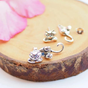 Cat Earrings Stud for Women Silver Frog Dog Dinosaur Earrings Stuff Book Fun Earrings Cute Animal Earrings for Teens Girls Jewelry Valentines Day Earrings Gift