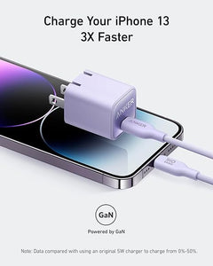 USB C GaN Charger 30W, Anker 511 Charger (Nano 3), PIQ 3.0 Foldable PPS Fast Charger for iPhone 15/15 Pro/14/14 Pro Max/13, Galaxy, iPad (Cable Not Included) - Aurora White