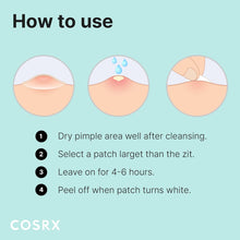 Load image into Gallery viewer, COSRX Acne Pimple Patch (96 Count) Absorbing Hydrocolloid Spot Treatment Fast Healing, Blemish Cover, Three Sizes