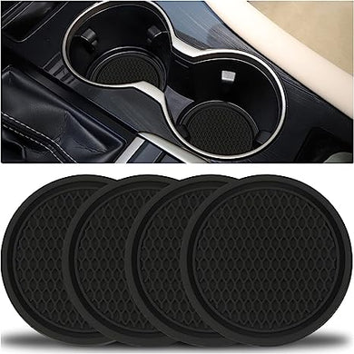 SINGARO Car Cup Coaster, 4PCS Universal Non-Slip Cup Holders Embedded in Ornaments Coaster, Car Interior Accessories, Black