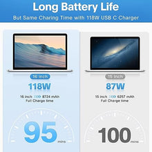 Load image into Gallery viewer, Mac Book Pro Charger - 118W USB C Charger Fast Charger for USB C Port MacBook pro &amp; MacBook Air, ipad Pro, Samsung Galaxy and All USB C Device, Include Charge Cable（7.2ft/2.2m）