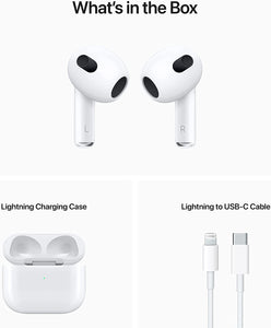 Apple AirPods (3rd Generation) Wireless Earbuds with Lightning Charging Case. Spatial Audio, Sweat and Water Resistant, Up to 30 Hours of Battery Life. Bluetooth Headphones for iPhone