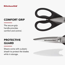 Load image into Gallery viewer, KitchenAid All Purpose Kitchen Shears with Protective Sheath for Everyday use, Dishwasher Safe Stainless Steel Scissors with Comfort Grip, 8.72-Inch, Black