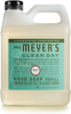 Mrs. Meyer's Hand Soap Refill, Made with Essential Oils, Biodegradable Formula, Basil, 33 fl. oz