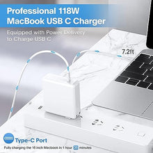 Load image into Gallery viewer, Mac Book Pro Charger - 118W USB C Charger Fast Charger for USB C Port MacBook pro &amp; MacBook Air, ipad Pro, Samsung Galaxy and All USB C Device, Include Charge Cable（7.2ft/2.2m）