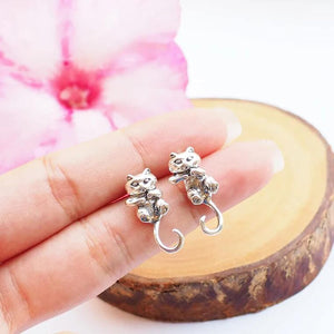 Cat Earrings Stud for Women Silver Frog Dog Dinosaur Earrings Stuff Book Fun Earrings Cute Animal Earrings for Teens Girls Jewelry Valentines Day Earrings Gift