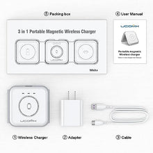 Load image into Gallery viewer, UCOMX Nano 3 in 1 Wireless Charger for iPhone,Magnetic Foldable 3 in 1 Charging Station,Travel Charger for Multple Devices for iPhone 15/14/13/12 Series,AirPods Pro,iWatch(Adapter Included)