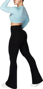 Sunzel Flare Leggings, Crossover Yoga Pants with Tummy Control, High-Waisted and Wide Leg