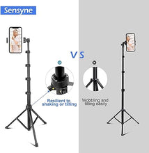 Load image into Gallery viewer, Sensyne 62&quot; Phone Tripod &amp; Selfie Stick, Extendable Cell Phone Tripod Stand with Wireless Remote and Phone Holder, Compatible with iPhone Android Phone, Camera (Black)