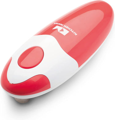 Kitchen Mama Auto Electric Can Opener: Open Your Cans with A Simple Push of Button - Automatic, Hands Free, Smooth Edge, Food-Safe, Battery Operated, YES YOU CAN (Red)