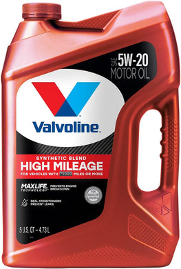 Valvoline High Mileage with MaxLife Technology SAE 5W-20 Synthetic Blend Motor Oil 5 QT