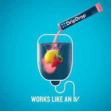 Load image into Gallery viewer, DripDrop Hydration - Electrolyte Powder Packets - Grape, Fruit Punch, Strawberry Lemonade, Cherry - 32 Count