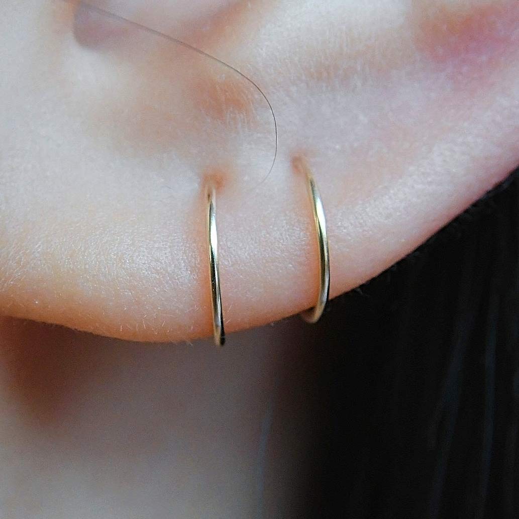  14K Gold Filled Small Hoop Earrings for Cartilage Nose