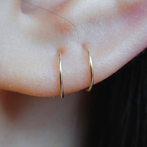 14K Gold Filled Small Hoop Earrings for Cartilage Nose, Tiny Thin 7mm Piercing Hoop Ring 22 Gauge