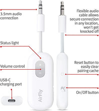 Load image into Gallery viewer, Twelve South AirFly SE, Bluetooth Wireless Audio Transmitter for AirPods/Wireless or Noise-Cancelling Headphones Use with Any 3.5 mm Audio Jack on Airplanes, Gym Equipment or iPad/Tablets