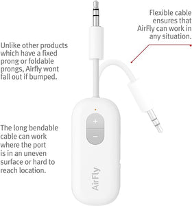 Twelve South AirFly SE, Bluetooth Wireless Audio Transmitter for AirPods/Wireless or Noise-Cancelling Headphones Use with Any 3.5 mm Audio Jack on Airplanes, Gym Equipment or iPad/Tablets