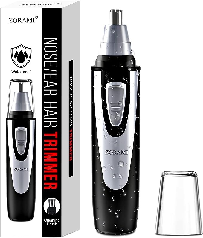 Ear and Nose Hair Trimmer Clipper - 2022 Professional Painless Eyebrow & Facial Hair Trimmer for Men Women, Battery-Operated Trimmer with IPX7 Waterproof, Dual Edge Blades for Easy Cleansing Black