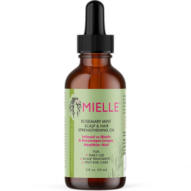 Mielle Organics Rosemary Mint Scalp & Hair Strengthening Oil With Biotin & Essential Oils, Nourishing Treatment for Split Ends and Dry Scalp for All Hair Types, 2-Fluid Ounces