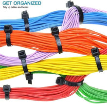 Load image into Gallery viewer, HMROPE 100pcs Cable Zip Ties Heavy Duty 8 Inch, Premium Plastic Wire Ties with 50 Pounds Tensile Strength, Self-Locking Black Nylon Tie Wraps for Indoor and Outdoor