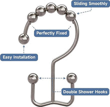 Load image into Gallery viewer, Titanker Shower Curtain Hooks, Shower Curtain Rings Rust Proof Metal Double Glide Shower Hooks Rings for Bathroom Shower Rods Curtains, Set of 12 Hooks - Nickel