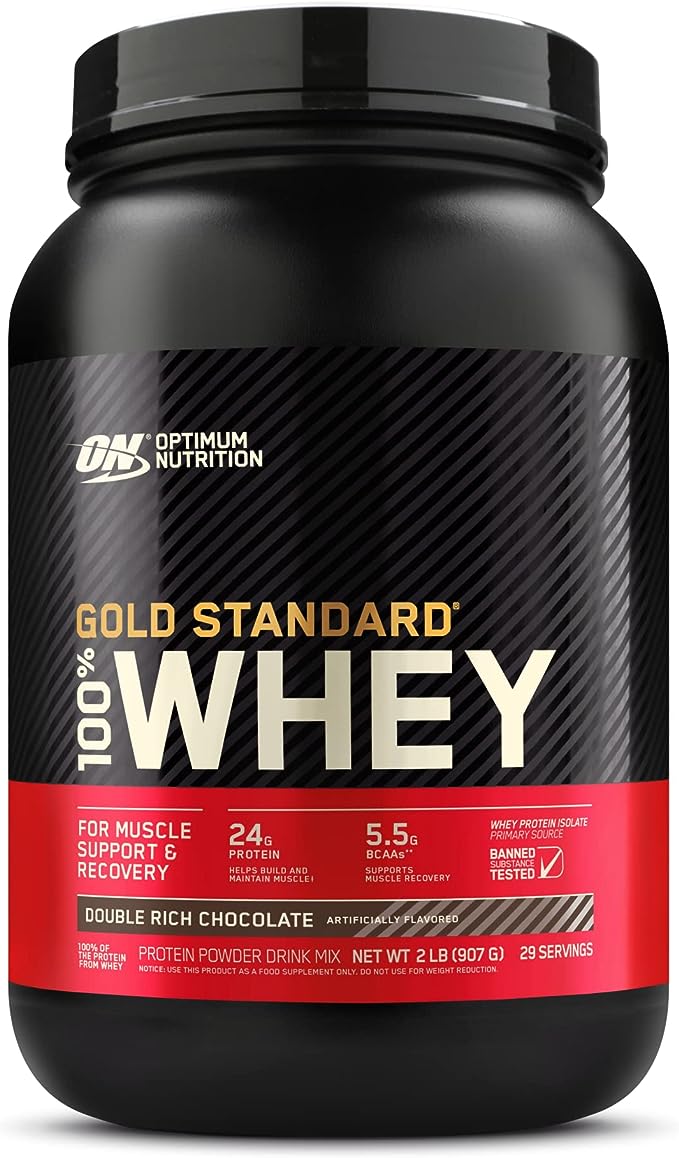 Optimum Nutrition Gold Standard 100% Whey Protein Powder, Double Rich Chocolate, 2 Pound (Packaging May Vary)