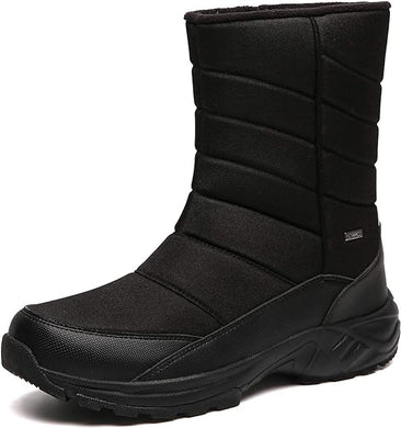 SILENTCARE Mens Winter Mid-Calf Snow Boot Fur Warm Waterproof Slip On Outdoor Athletic