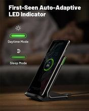 Load image into Gallery viewer, INIU Wireless Charger, 15W Fast Wireless Charging Station with Sleep-Friendly Adaptive Light Compatible with iPhone 15 14 13 12 Pro XR XS 8 Plus Samsung Galaxy S23 S22 S21 S20 Note 20 10 Google etc