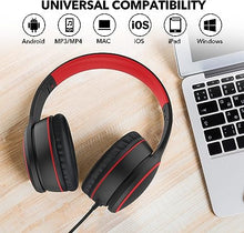 Load image into Gallery viewer, RORSOU R10 Kids Headphones with Microphone, Lightweight Folding Stereo Bass Headphones with 1.5M No-Tangle Cord, Portable Wired Headphones for Smartphone Tablet Computer MP3 / 4 (Black)