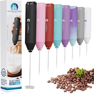 Electric Milk Frother Handheld, Battery Operated Whisk Beater Foam Maker for Coffee, Cappuccino, Latte, Matcha, Hot Chocolate, Mini Drink Mixer, No Stand, Black