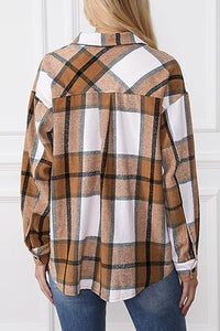 AUTOMET Womens Casual Plaid Shacket Button Down Long Sleeve Shirt