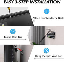 Load image into Gallery viewer, No Stud TV Wall Mount, Drywall Studless TV Hanger No Damage, No Drill, Non Screws, Flat Screen Easy Install Bar Bracket fits VESA 12-55 inch TVs up to 99 lbs, Include Hardware Levels