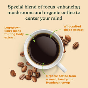 Organic Ground Mushroom Coffee by Four Sigmatic | Dark Roast, Fair Trade Gourmet Coffee with Lion's Mane, Chaga & Mushroom Powder | Immune Boosting Coffee for Focus & Immune Support | 12oz Bag