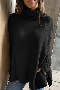 LILLUSORY Women's Turtleneck Oversized Sweaters 2023 Fall Long Batwing Sleeve Spilt Hem Tunic Pullover Sweater Knit Tops