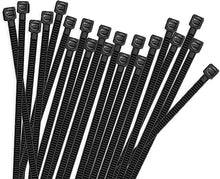 Load image into Gallery viewer, HMROPE 100pcs Cable Zip Ties Heavy Duty 8 Inch, Premium Plastic Wire Ties with 50 Pounds Tensile Strength, Self-Locking Black Nylon Tie Wraps for Indoor and Outdoor